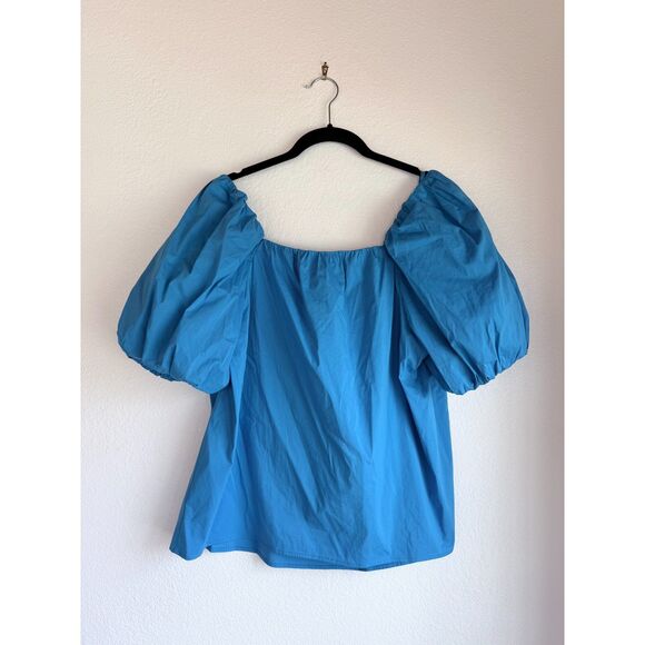 NWT Alex Marie Brrr° Gemma Square Neck Puff Sleeve Blouse in Turquoise Blue XXL - Picture 4 of 10